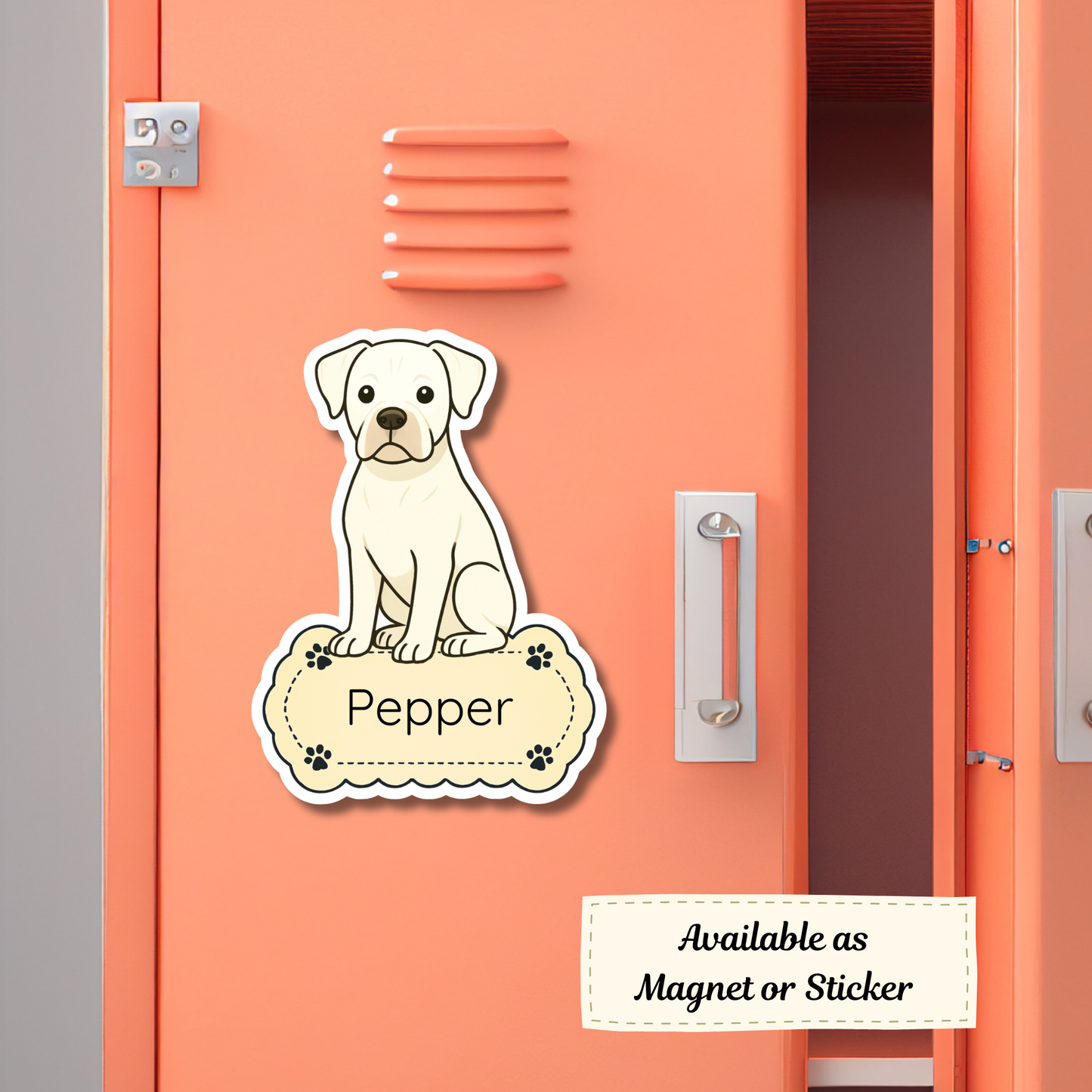 Custom Boxer Dog Magnet - White | Personalized with Pet Name