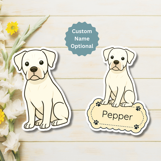 Custom Boxer Dog Magnet - White | Personalized with Pet Name