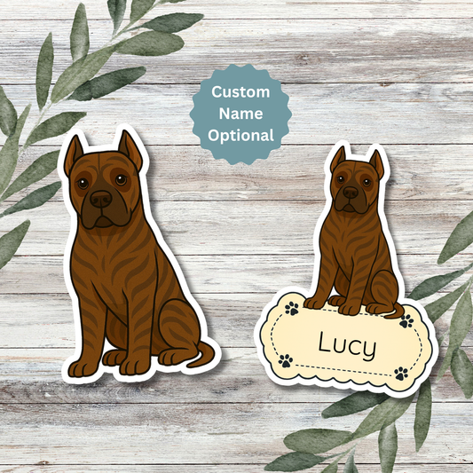 Autocollant personnalisé pour chien Cane Corso - Brindle | Personnalisable avec nom