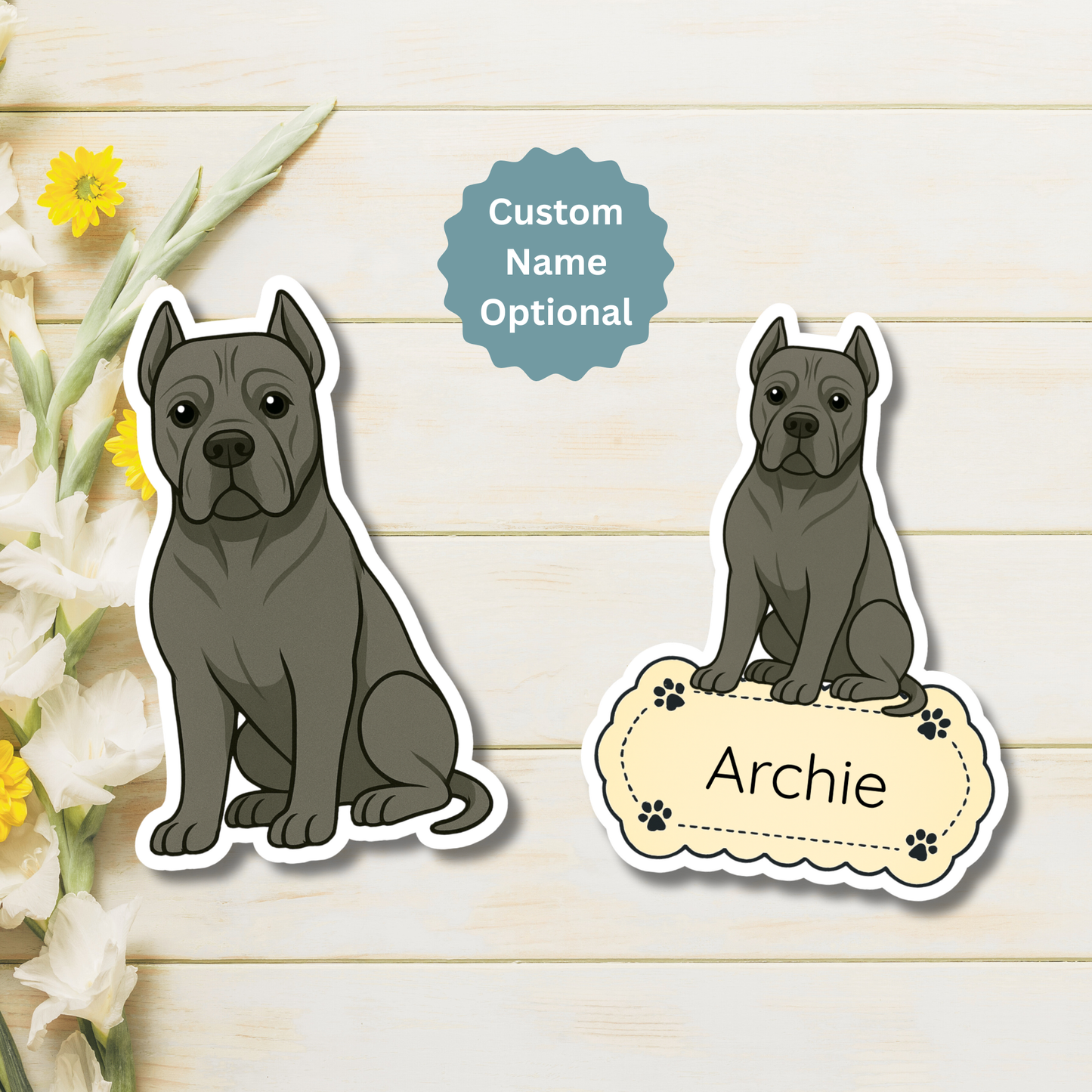 Custom Cane Corso Dog Magnet - Gray | Personalized with Pet Name