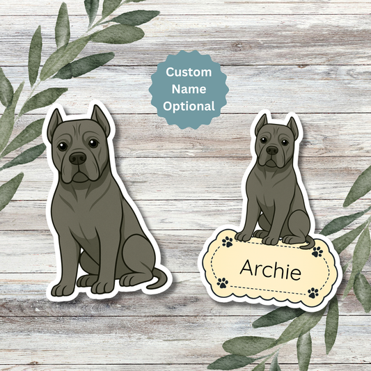 Autocollant personnalisé pour chien Cane Corso - Gris | Personnalisable avec nom