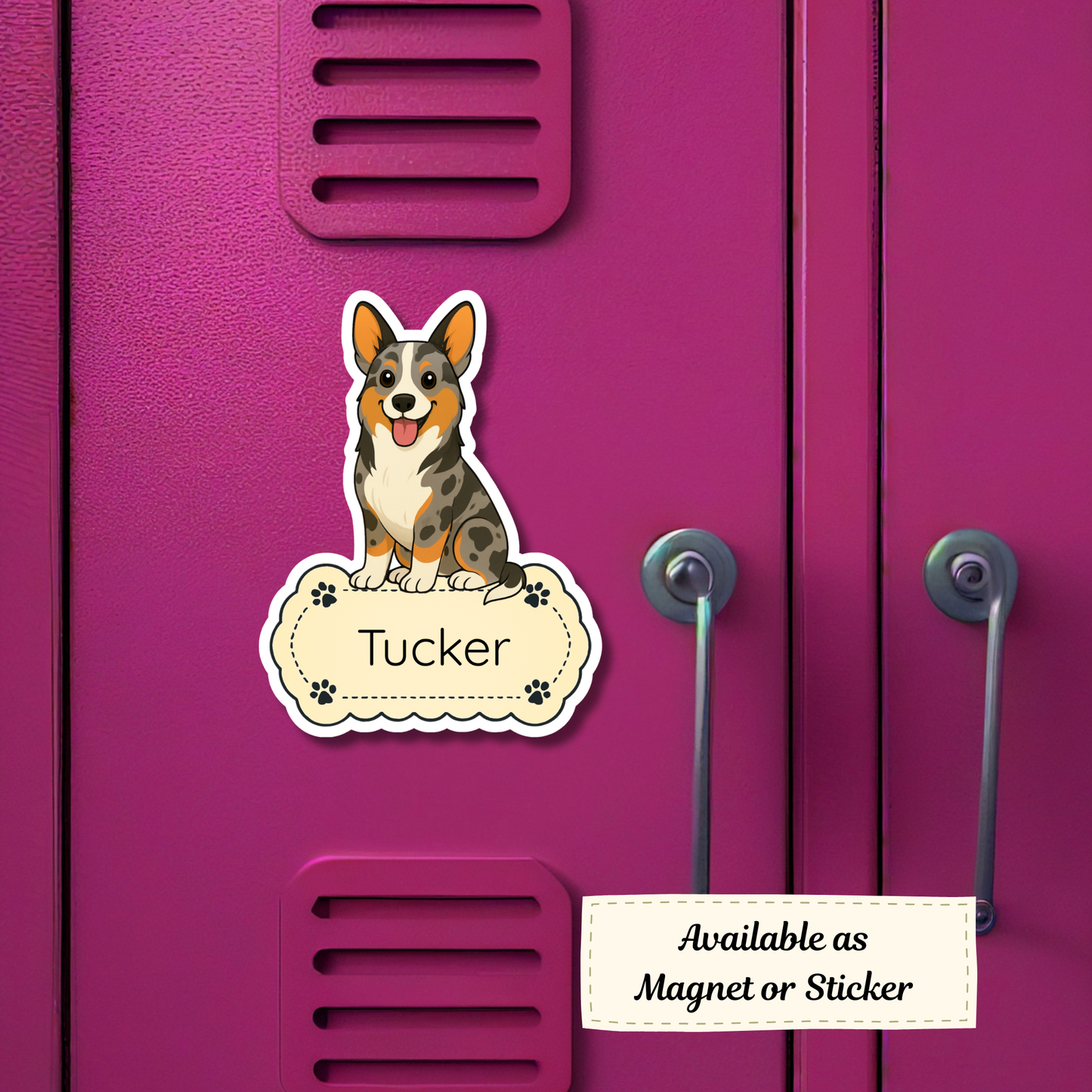 Custom Cardigan Welsh Corgi Dog Sticker - Blue Merle | Personalized with Name