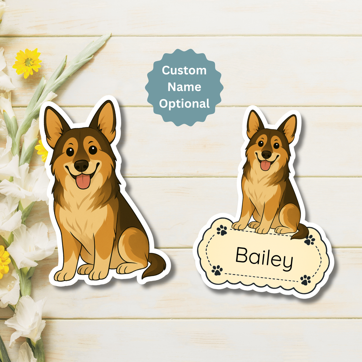 Custom Cardigan Welsh Corgi Dog Magnet - Sable and White | Personalized with Pet Name