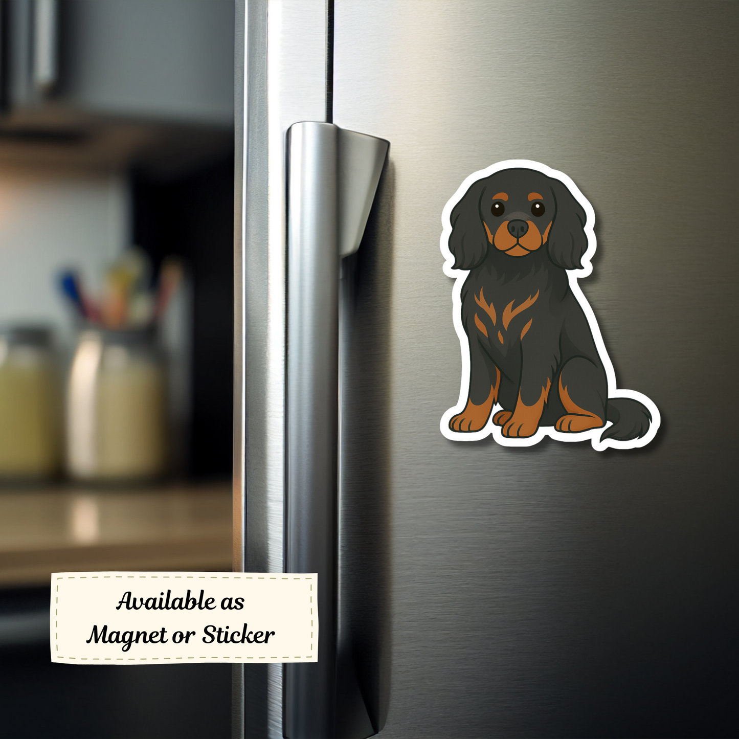 Custom Cavalier King Charles Dog Magnet - Black and Tan | Personalized with Pet Name | Cute Fridge Decor Gift