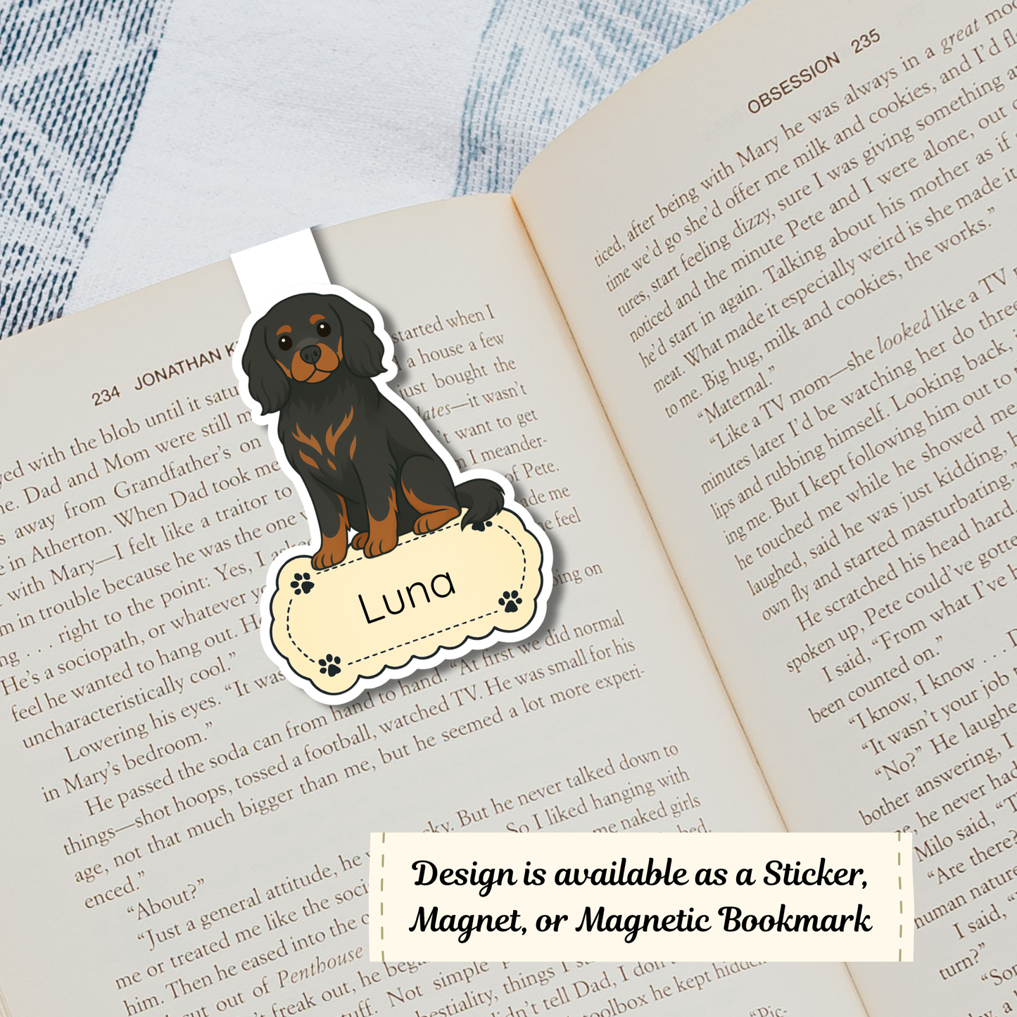 Custom Cavalier King Charles Dog Magnet / Bookmark - Black and Tan