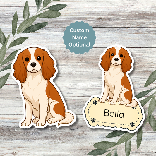 Autocollant personnalisé Cavalier King Charles - Blenheim | Personnalisable avec votre nom