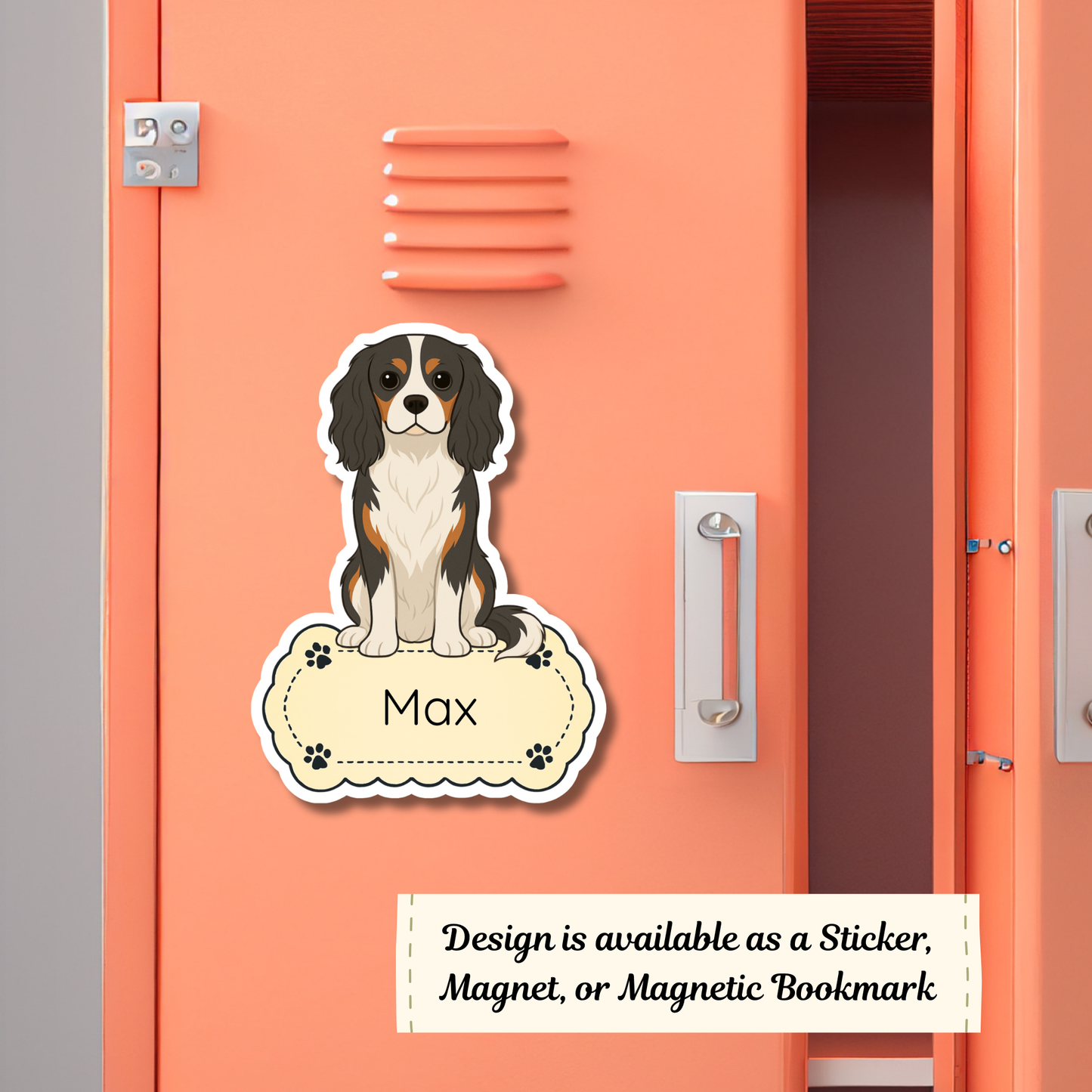 Custom Cavalier King Charles Dog Magnet / Bookmark - Tri-color