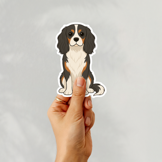Custom Cavalier King Charles Dog Sticker - Tri-color | Personalized with Name
