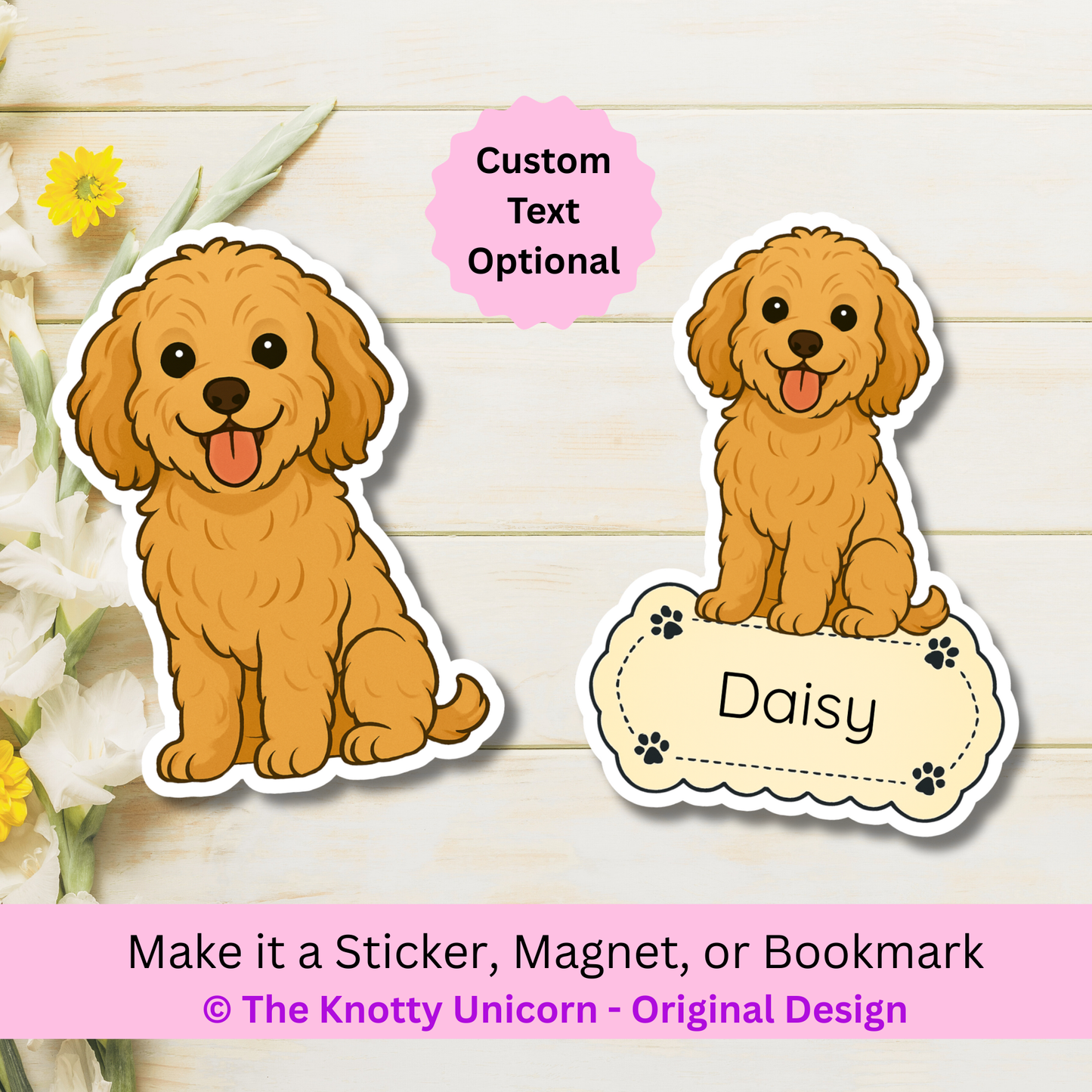 Custom Cavapoo Dog Magnet / Bookmark - Apricot
