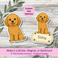 Autocollant personnalisé pour chien Cavapoo – Abricot | Personnalisable avec votre nom