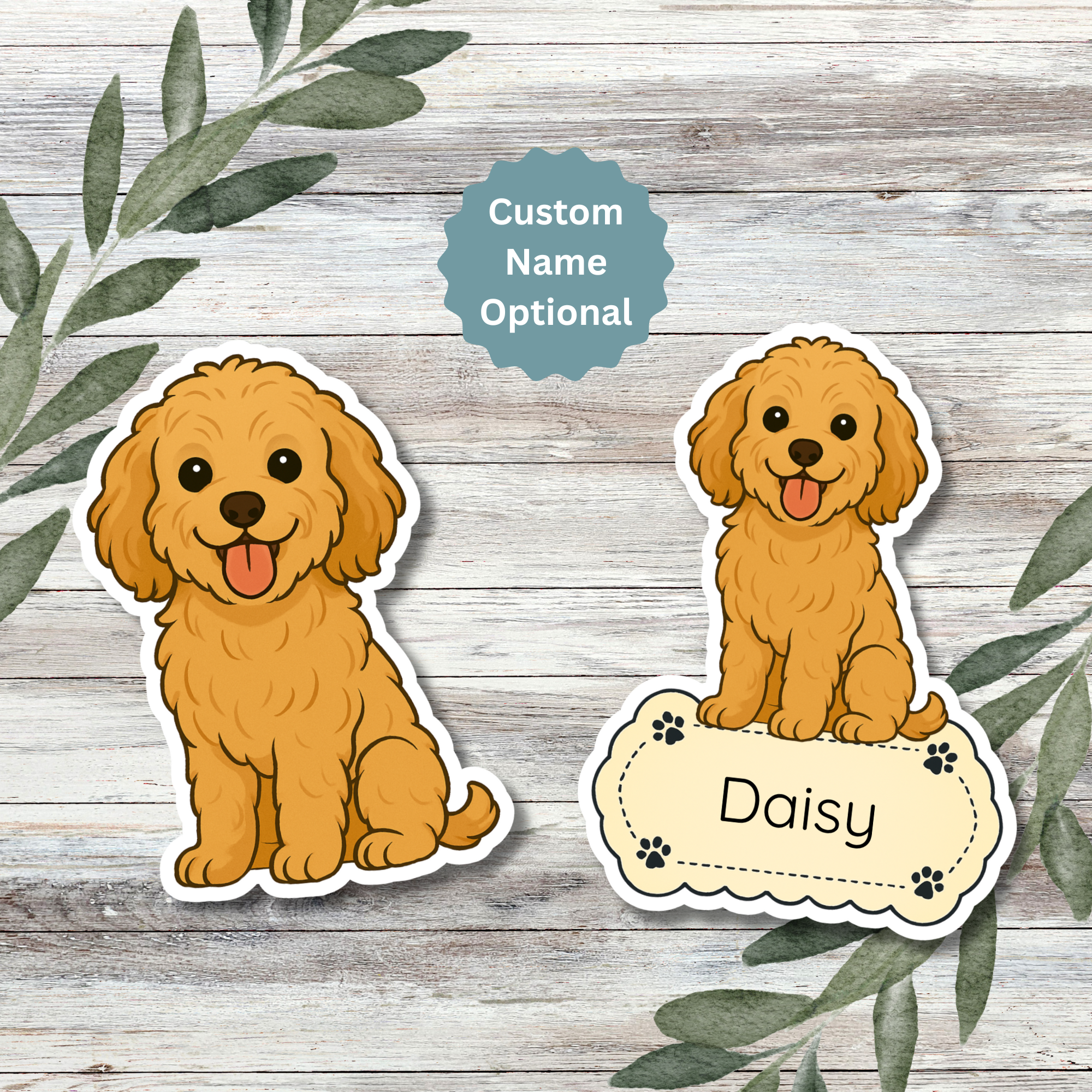 Autocollant personnalisé pour chien Cavapoo – Abricot | Personnalisabl ...