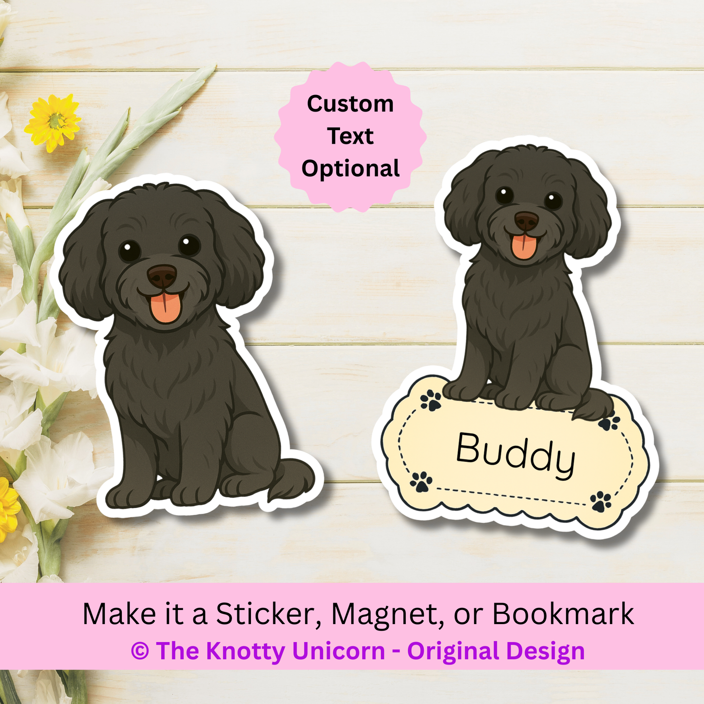 Custom Cavapoo Dog Magnet / Bookmark - Black