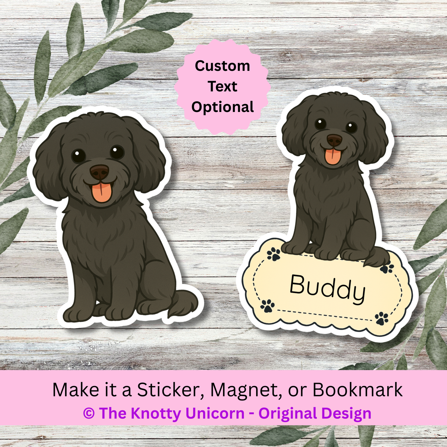Personalized Cavapoo Dog Sticker - Black