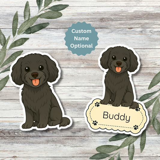 Custom Cavapoo Dog Sticker - Black | Personalized with Name