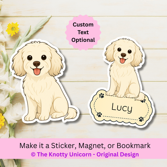 Custom Cavapoo Dog Magnet / Bookmark - Cream