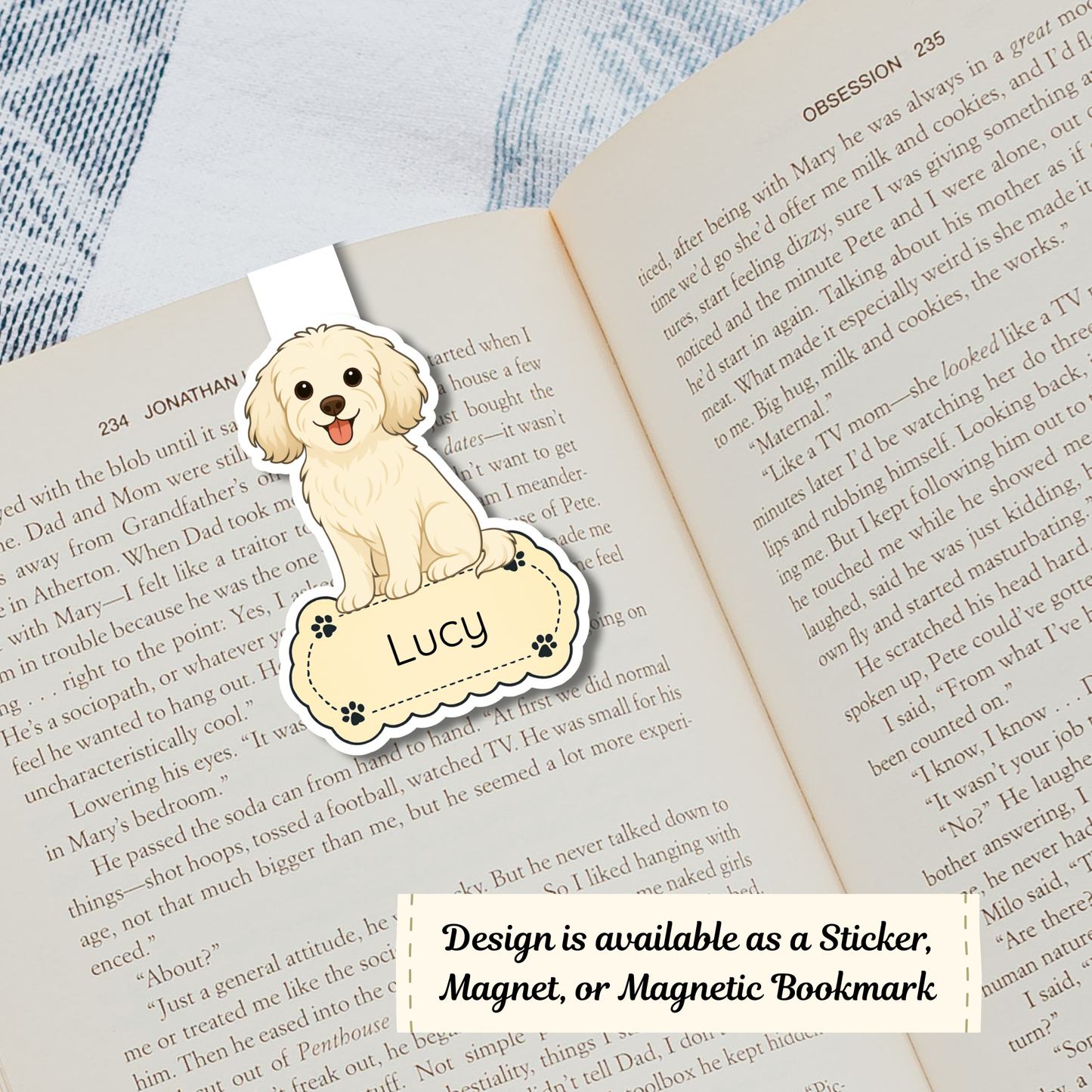 Custom Cavapoo Dog Magnet / Bookmark - Cream