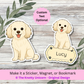 Personalized Cavapoo Dog Sticker - Cream
