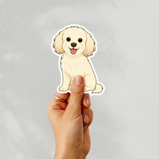 Custom Cavapoo Dog Sticker - Cream | Personalized with Name