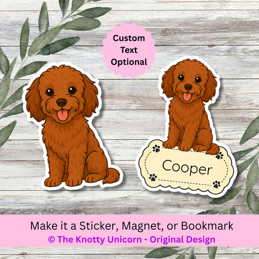 Personalized Cavapoo Dog Sticker - Red