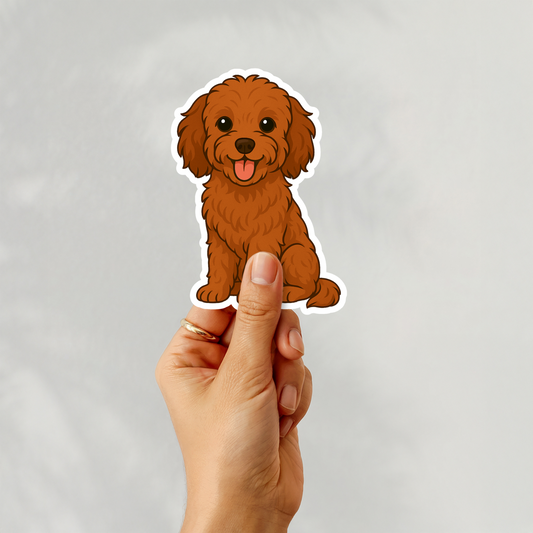 Custom Cavapoo Dog Sticker - Red | Personalized with Name