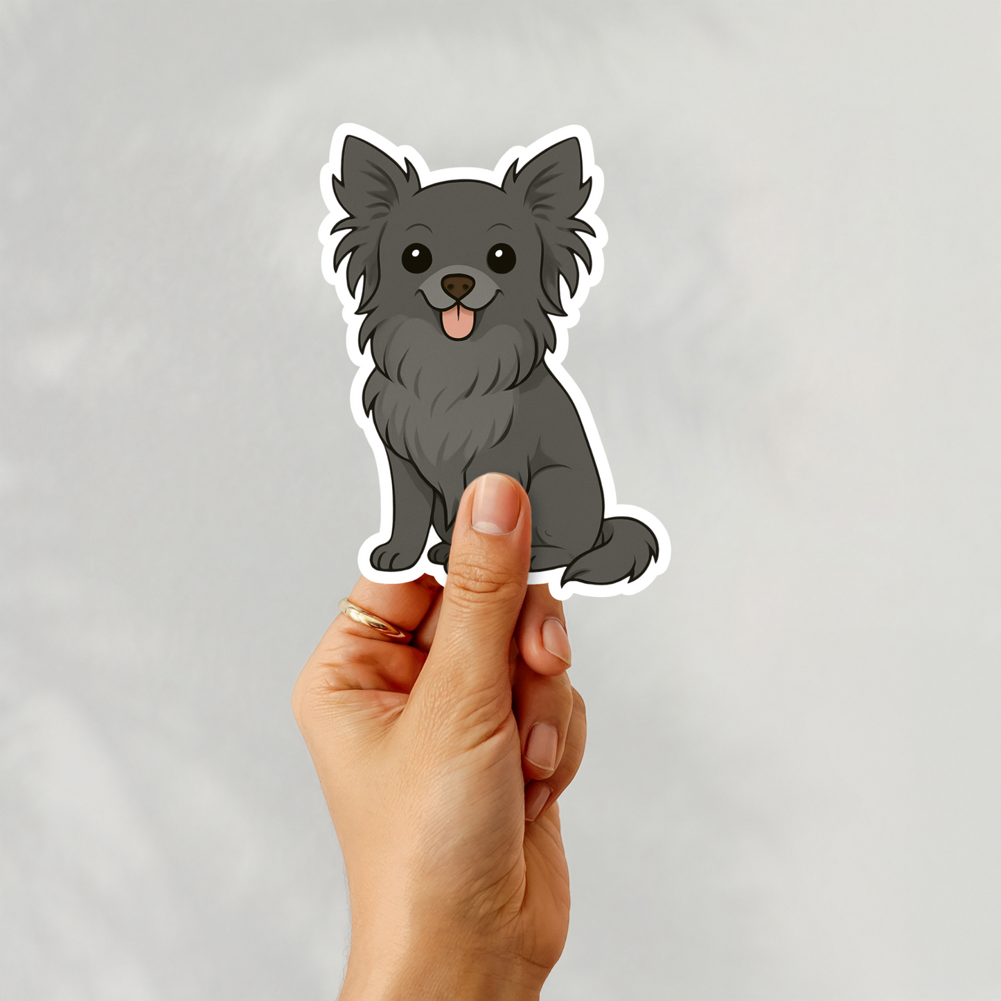 Custom Chihuahua Dog Sticker - Long Haired Black | Personalized with Name