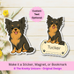 Custom Long Haired Chihuahua Dog Magnet / Bookmark - Black and Tan