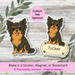 Personalized Long Haired Chihuahua Dog Sticker - Black and Tan
