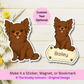 Custom Long Haired Chihuahua Dog Magnet / Bookmark - Chocolate