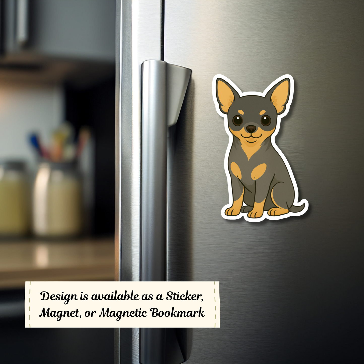 Custom Short Haired Chihuahua Magnet / Bookmark - Black and Tan