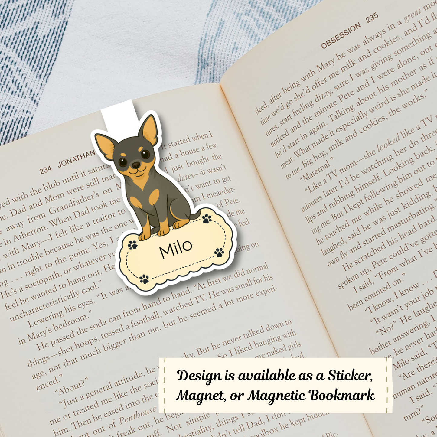 Custom Short Haired Chihuahua Magnet / Bookmark - Black and Tan