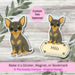 Personalized Short Haired Chihuahua Dog Sticker - Black and Tan