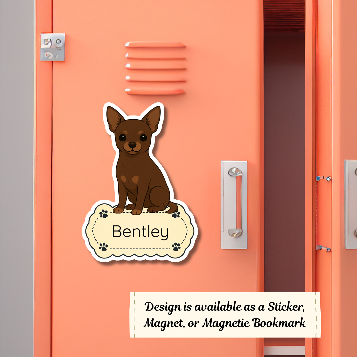 Custom Short Haired Chihuahua Dog Magnet / Bookmark - Chocolate