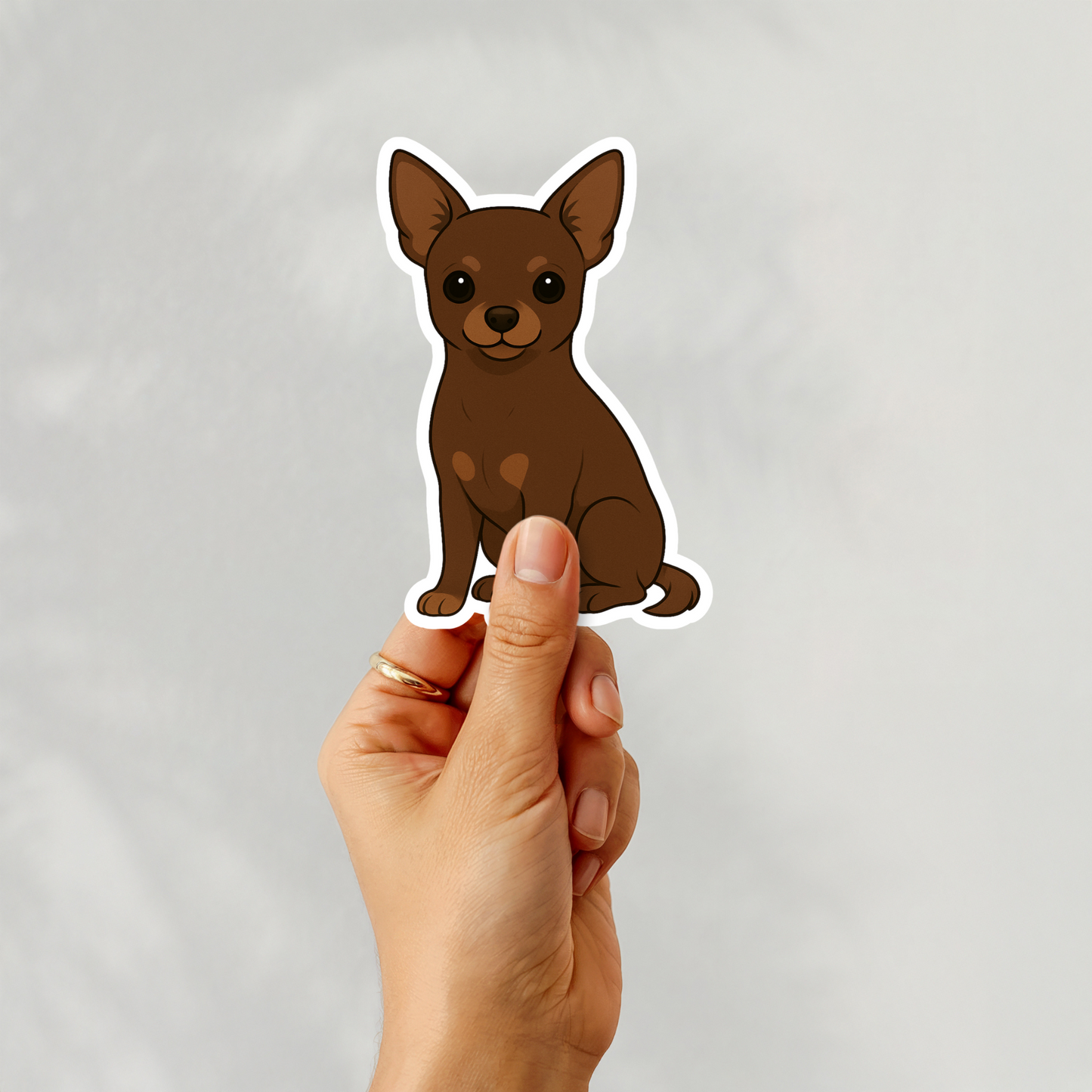 Aimant personnalisé Chihuahua à poil court en chocolat | Personnalisé avec le nom de l'animal