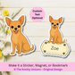 Custom Short Haired Chihuahua Dog Magnet - Fawn