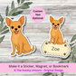 Autocollant personnalisé pour chihuahua - Fauve à poil court | Personnalisable avec nom