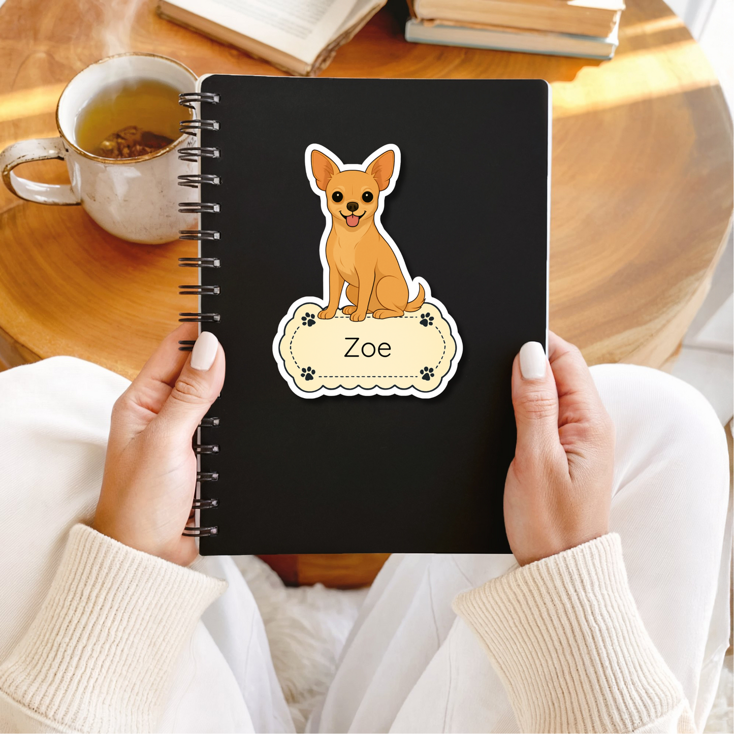 Custom Chihuahua Dog Sticker - Short Haired Fawn | Personalized with Name