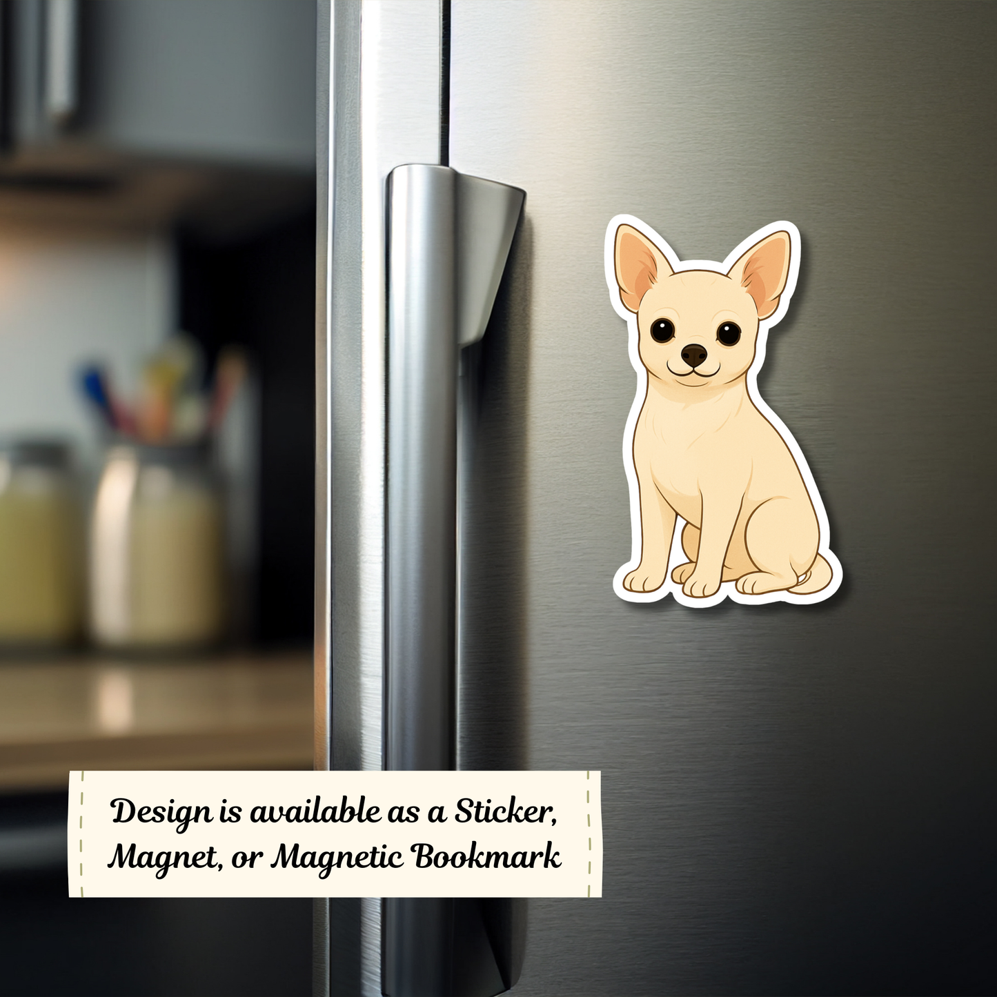 Custom Short Haired Chihuahua Dog Magnet / Bookmark - White