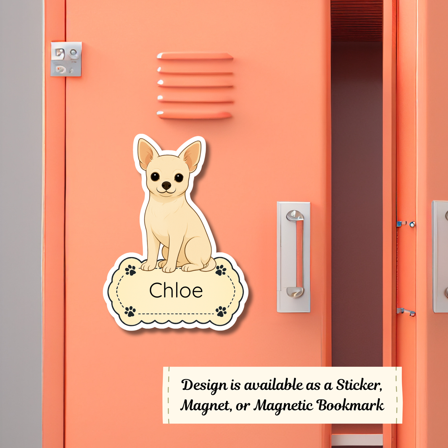 Custom Short Haired Chihuahua Dog Magnet / Bookmark - White