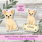 Personalized Short Haired Chihuahua Dog Sticker - White