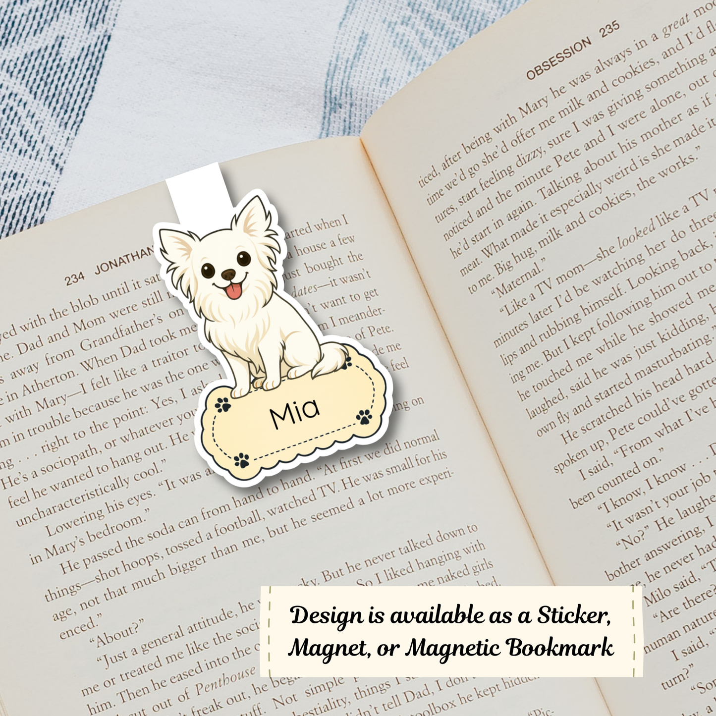 Personalized Long Haired Chihuahua Dog Sticker - White