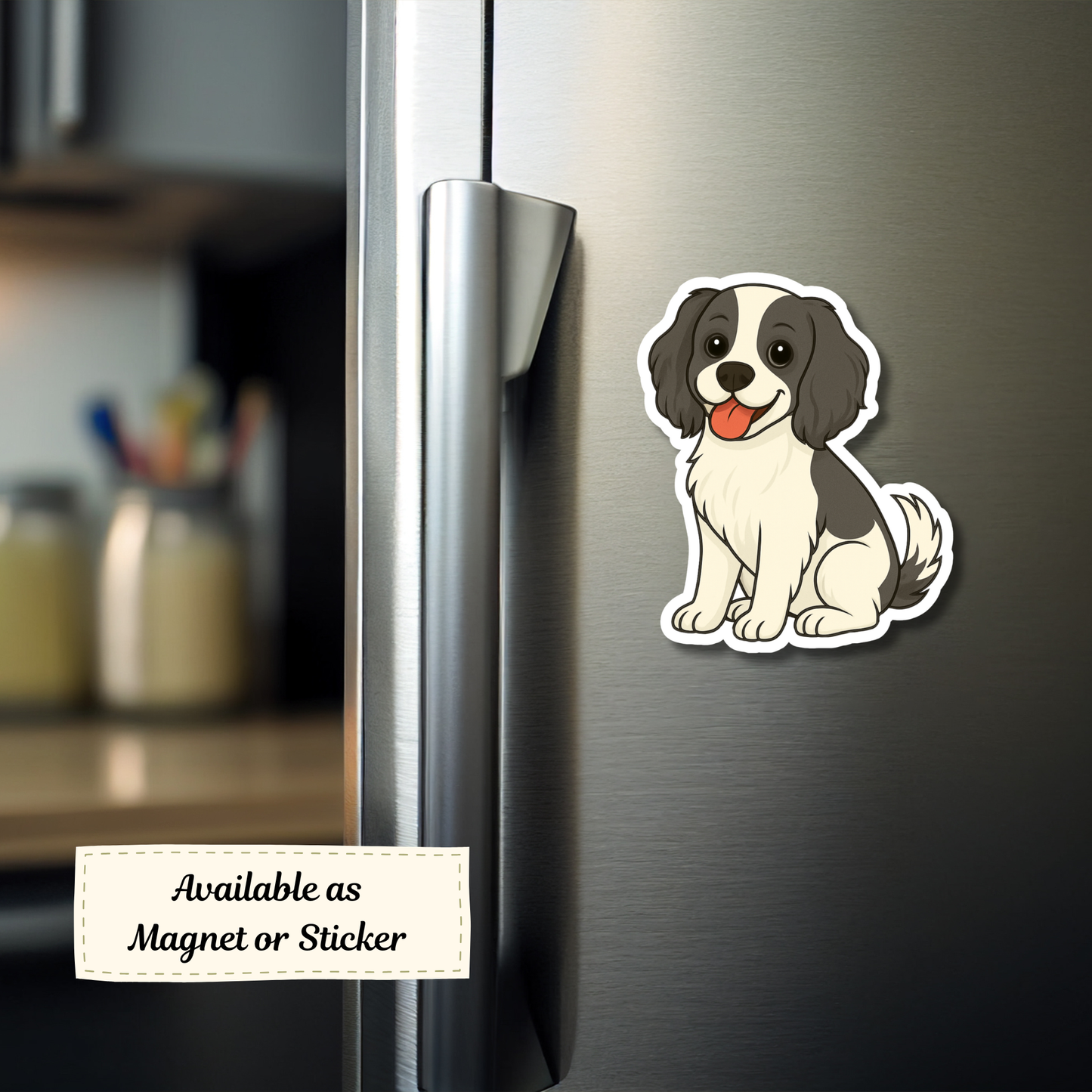Custom Cockalier Dog Sticker - Black and White | Personalized with Name