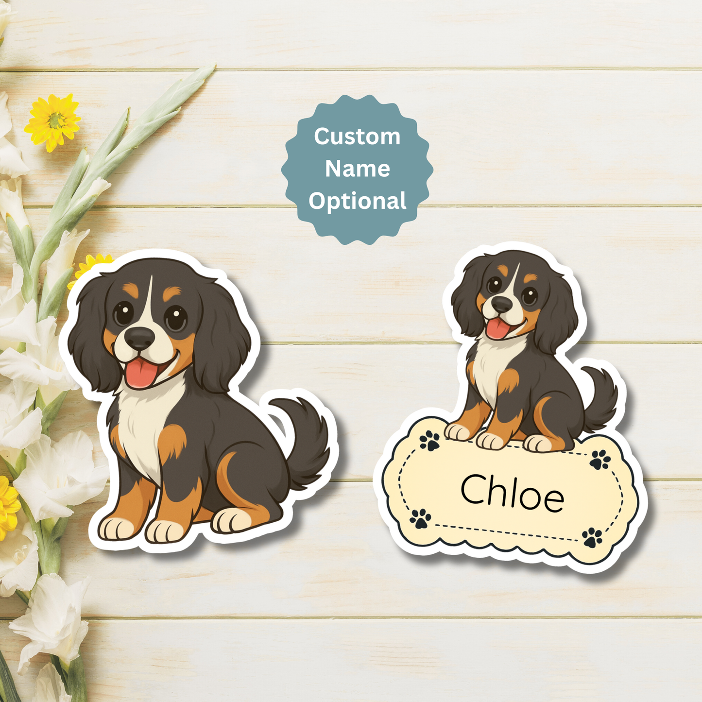 Custom Cockalier Dog Magnet - Tri-color | Personalized with Pet Name