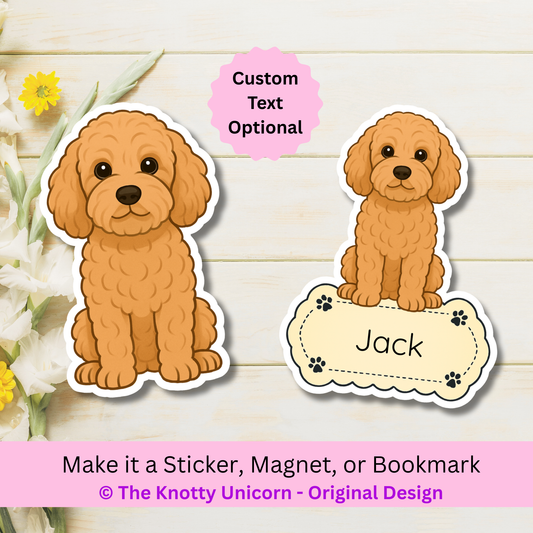 Custom Cockapoo Dog Magnet / Bookmark - Apricot