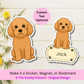 Custom Cockapoo Dog Magnet / Bookmark - Apricot