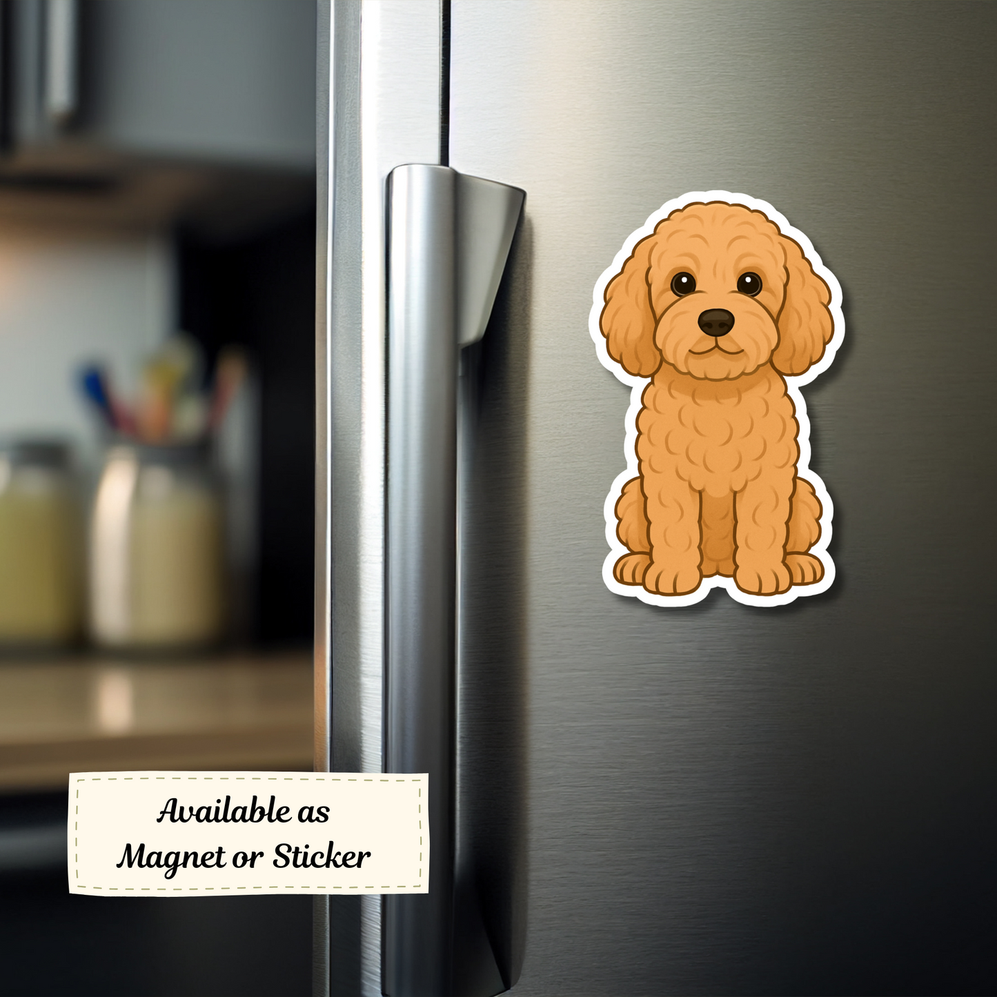 Custom Cockapoo Dog Sticker - Apricot | Personalized with Name