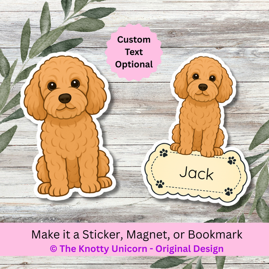 Personalized Cockapoo Dog Sticker - Apricot