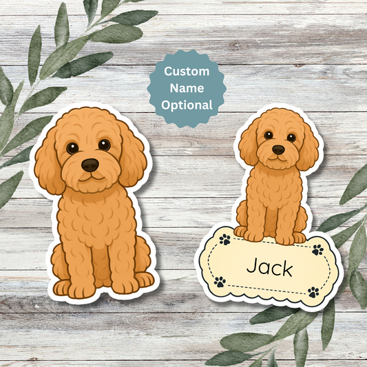 Autocollant personnalisé Cockapoo - Abricot | Personnalisable avec votre nom