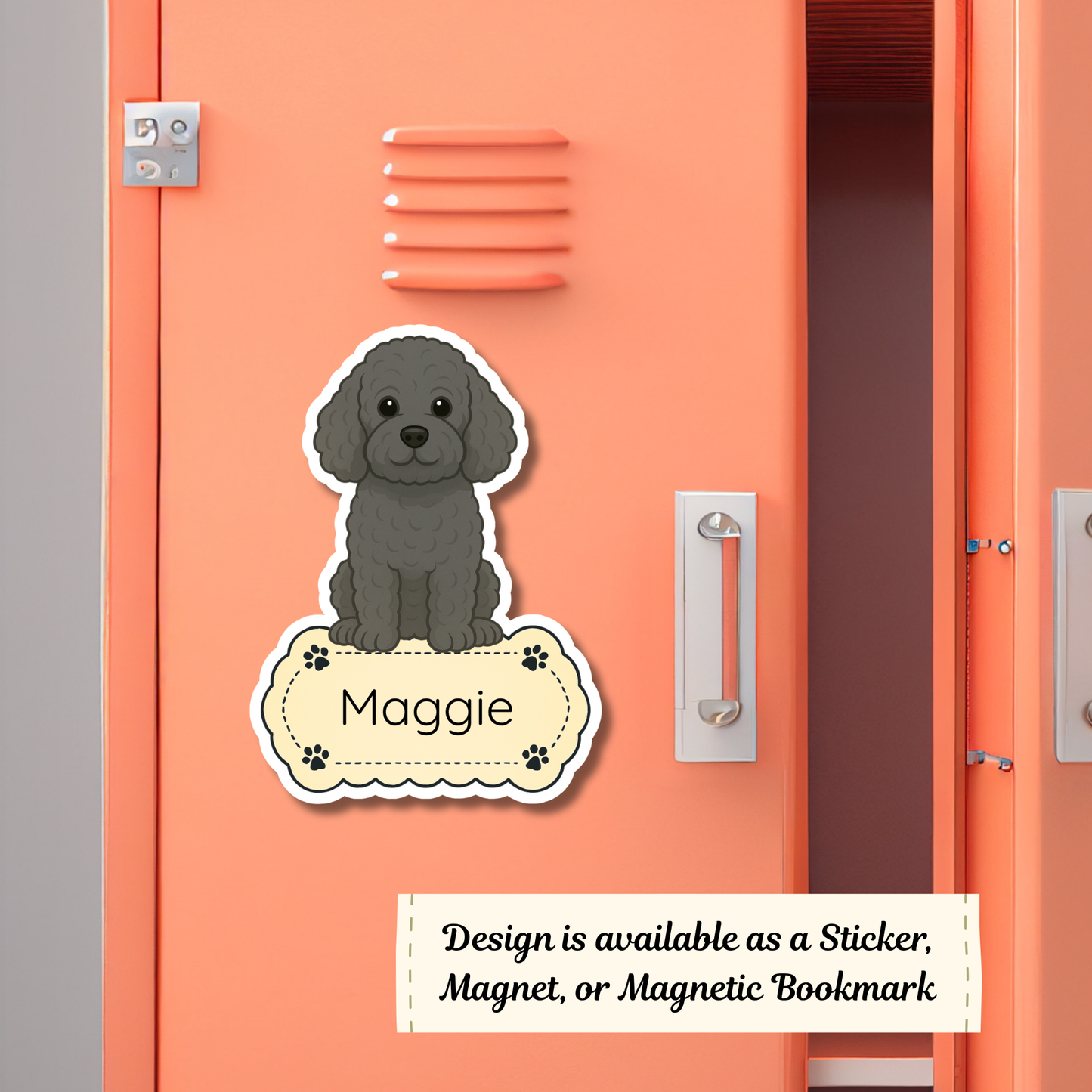 Aimant personnalisé Cockapoo - Noir | Personnalisable avec le nom de l'animal