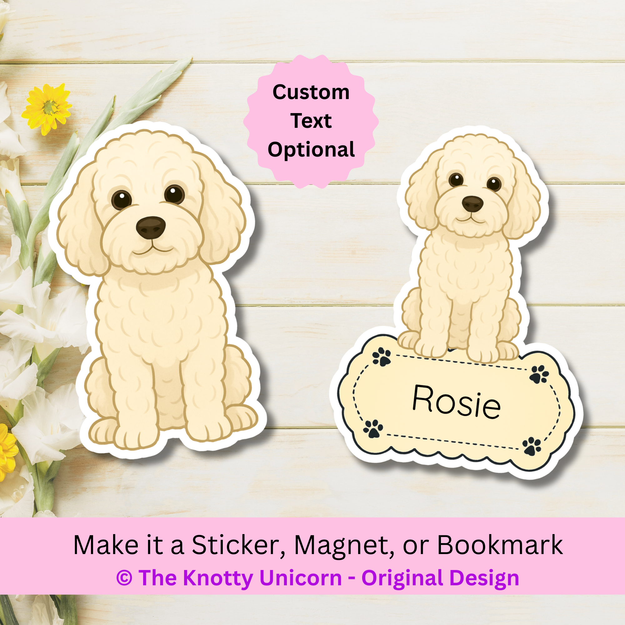 Custom Cockapoo Dog Magnet / Bookmark - Cream – The Knotty Unicorn