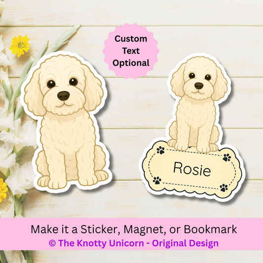 Custom Cockapoo Dog Magnet / Bookmark - Cream